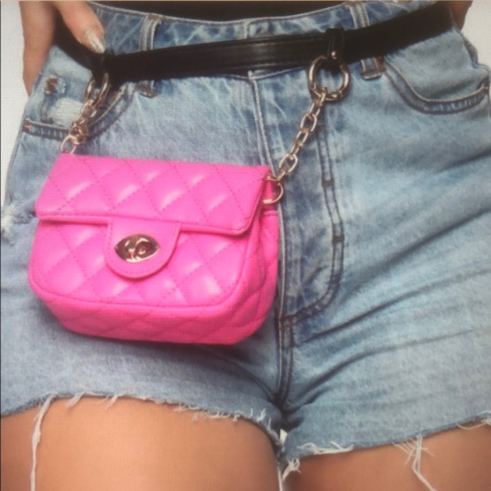 Pink purse on belt